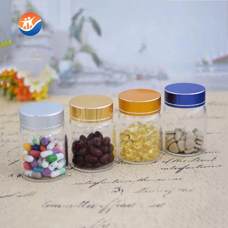 most popular glass candy storage tube glass medicine jar with aluminum lid