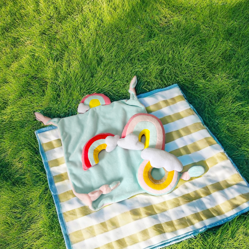 New plant design soft cute baby rainbow handkerchief plush toys for kids sleeping accompaniment