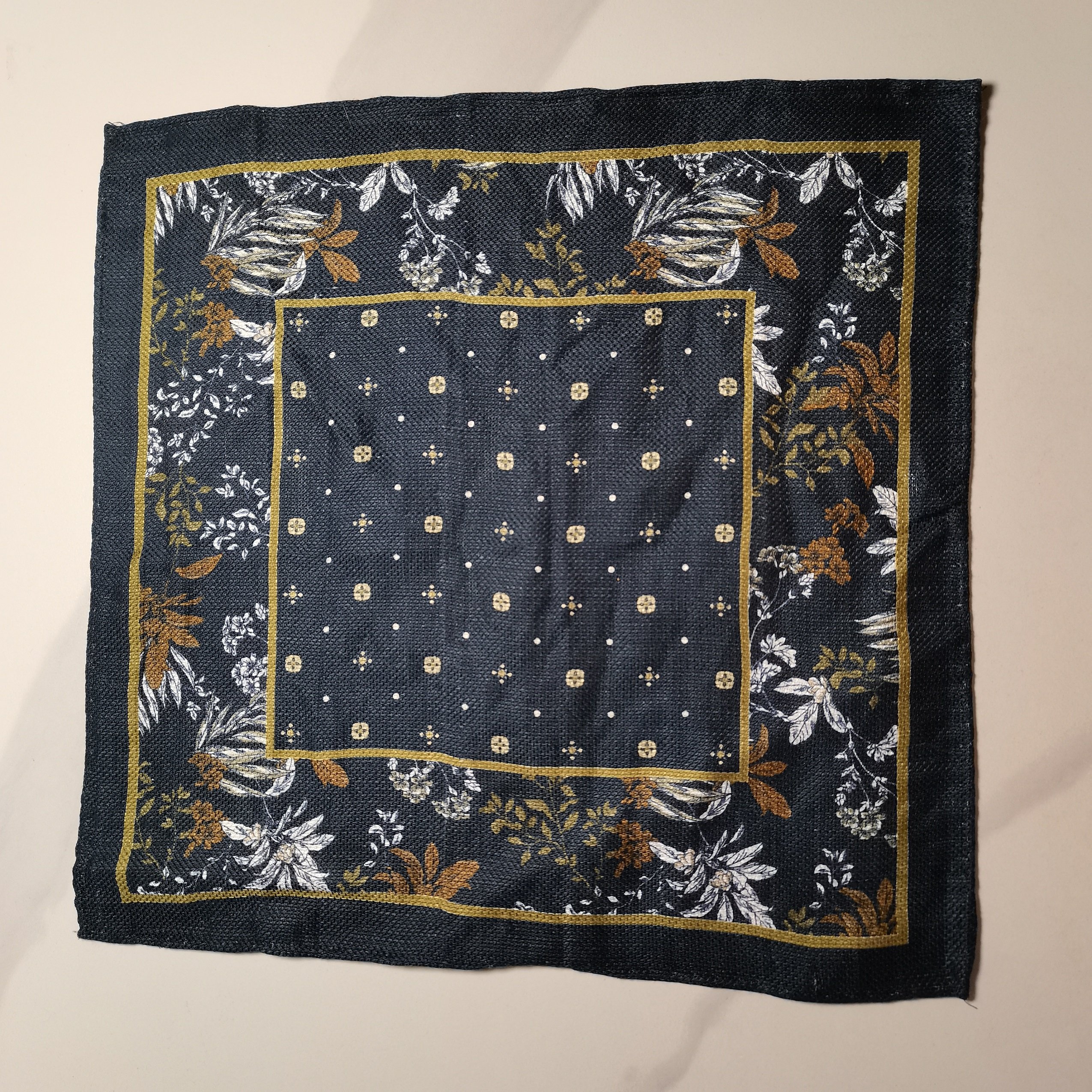 Hot Sale Silk Linen Mixed Woven Fabric Digital Print Pocket Square Handkerchief