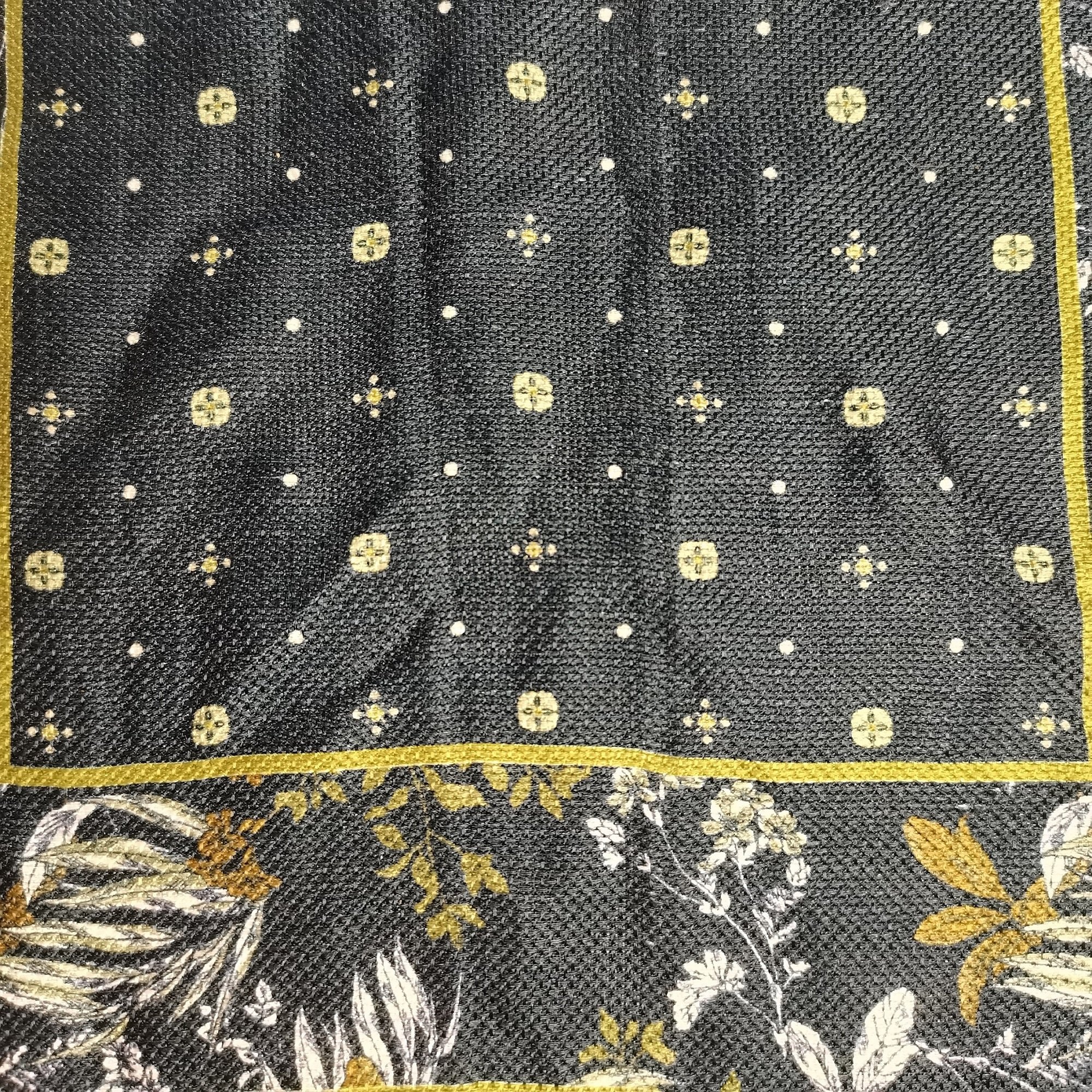 Hot Sale Silk Linen Mixed Woven Fabric Digital Print Pocket Square Handkerchief