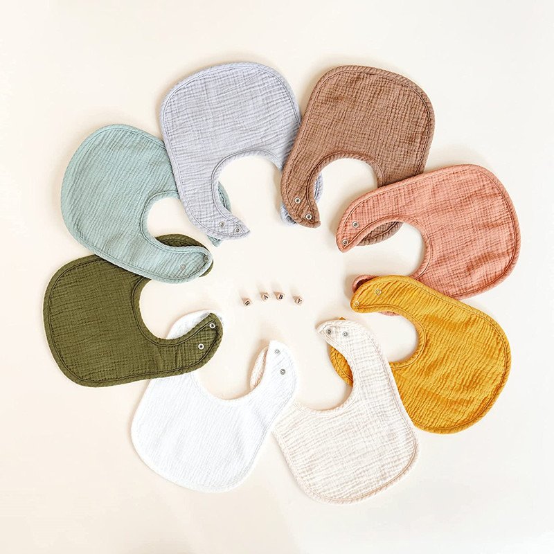 Newborn baby double crepe cotton gauze saliva towel U-shaped bib absorbent spitting up pad towel bib