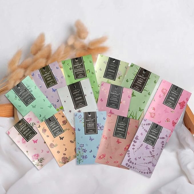 Custom biodegradable scent sachet bag with logo printing the sachet with scent gift box cosmetic sample sachet