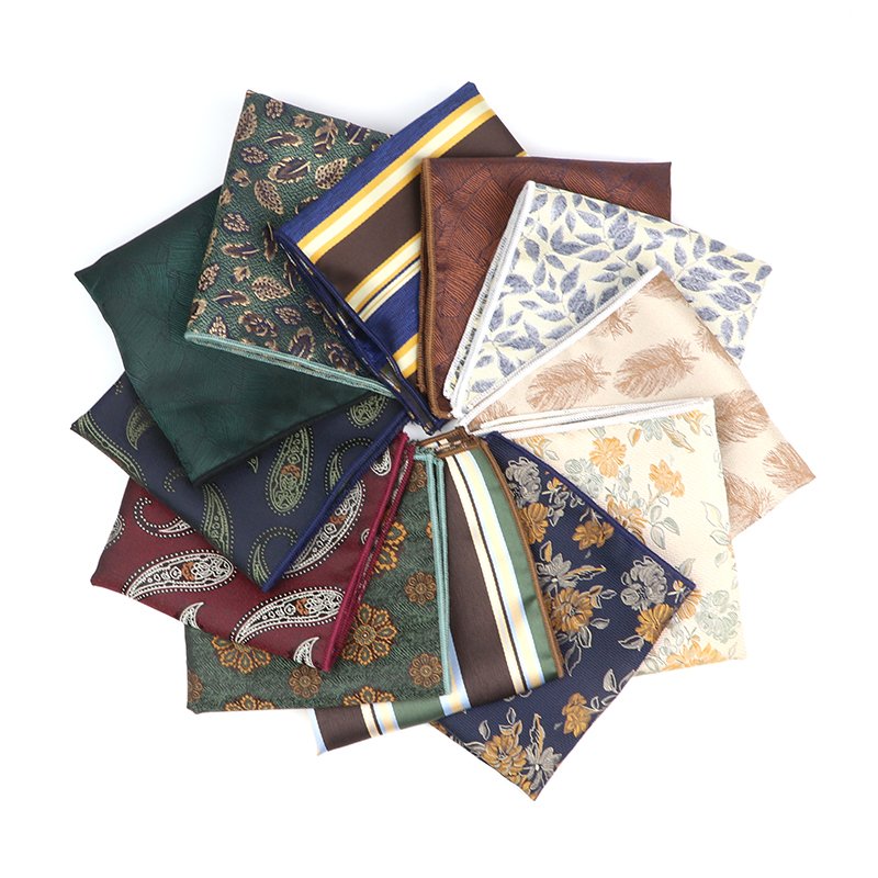Handkerchief Man Dark Blue Striped Jacquard Woven Fool's Day Fit Formal Party Pocket Square Handkerchiefs Suit Hanky