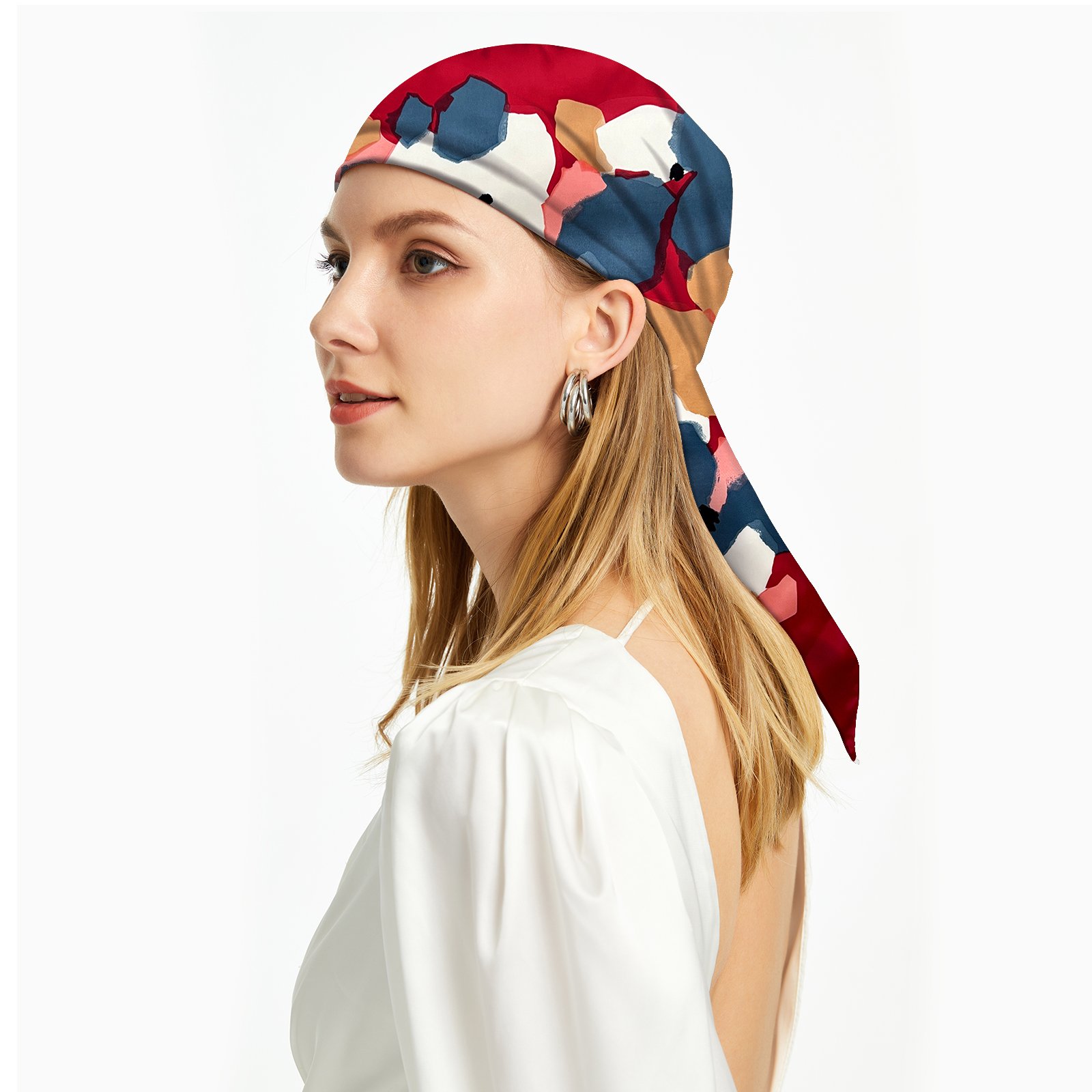 2024 Women's Summer Floral Printing Silk Head Wrap Square Scarf & Handkerchief Fashionable Floral Printed Accessory