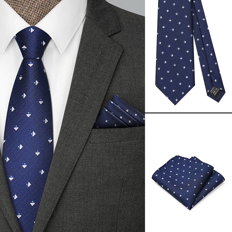 Gift Box Package Plaid Dot Striped Business Suit Style Necktie Handkerchief 100% Silk Men's Tie Set