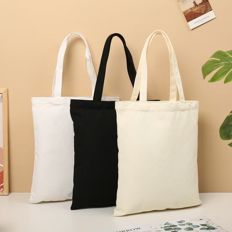 Eco-Friendly 12oz Cotton Canvas Tote Bag Reusable and Recycled Grocery Shopping Bag