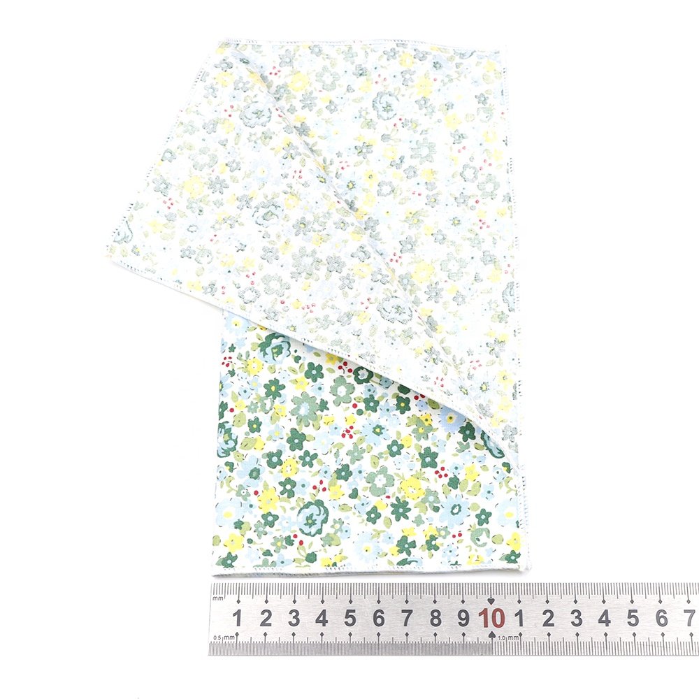 New 100% Cotton Blue Pink Green Floral Handkerchief 23cm Ladies Men Wedding Party Daily Suit Pocket Cube Gift Tuxedo Accessories