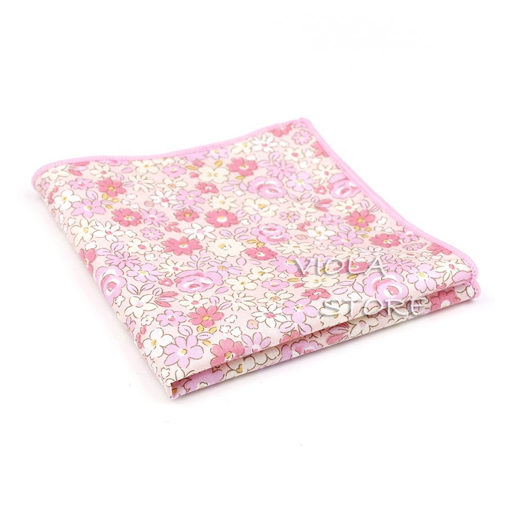 New 100% Cotton Blue Pink Green Floral Handkerchief 23cm Ladies Men Wedding Party Daily Suit Pocket Cube Gift Tuxedo Accessories