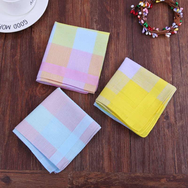 100% Cotton Print Ladies Plaid Handkerchief