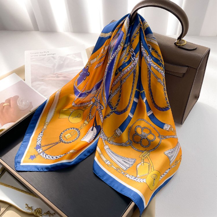 2024 New design women 70*70cm luxury silk square scarves for ladies Square printing handkerchief