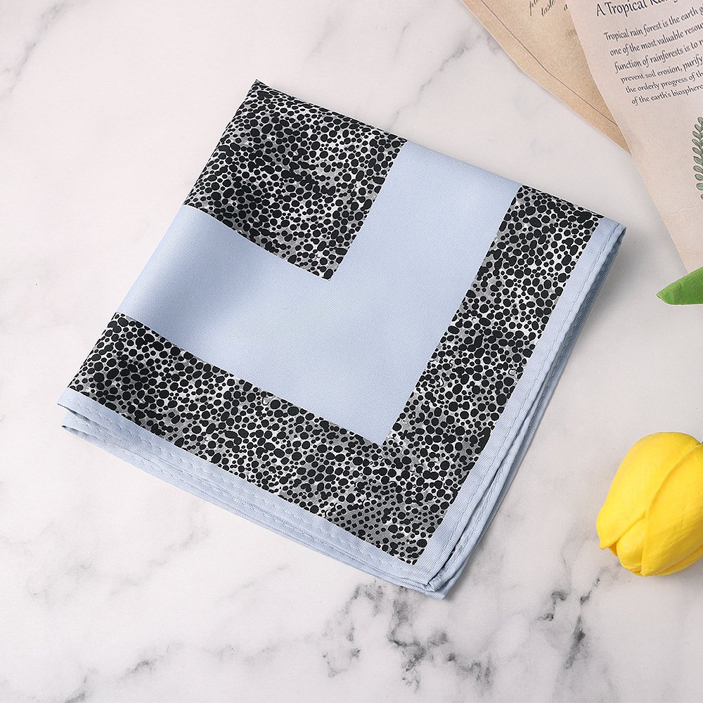 High-end fashion geometric pattern large chequered printed pocket square for men's suit accessories