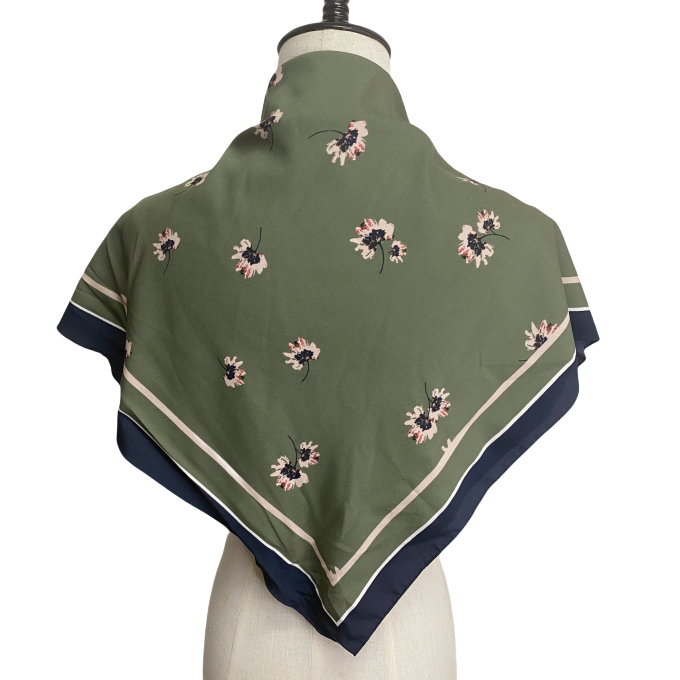 Promotion Ladies Silk Neck Scarf 63*63cm Square Floral Satin Scarf Spring Handkerchief for Women Polyester Scarves