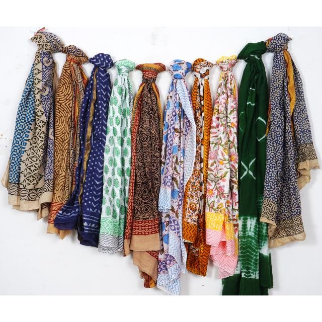 Wholesale 100% Cotton Block Print Dabu Sarong Bikini Cover Pareo Handmade Square Scarf & Handkerchief Bagru Print Scarfs