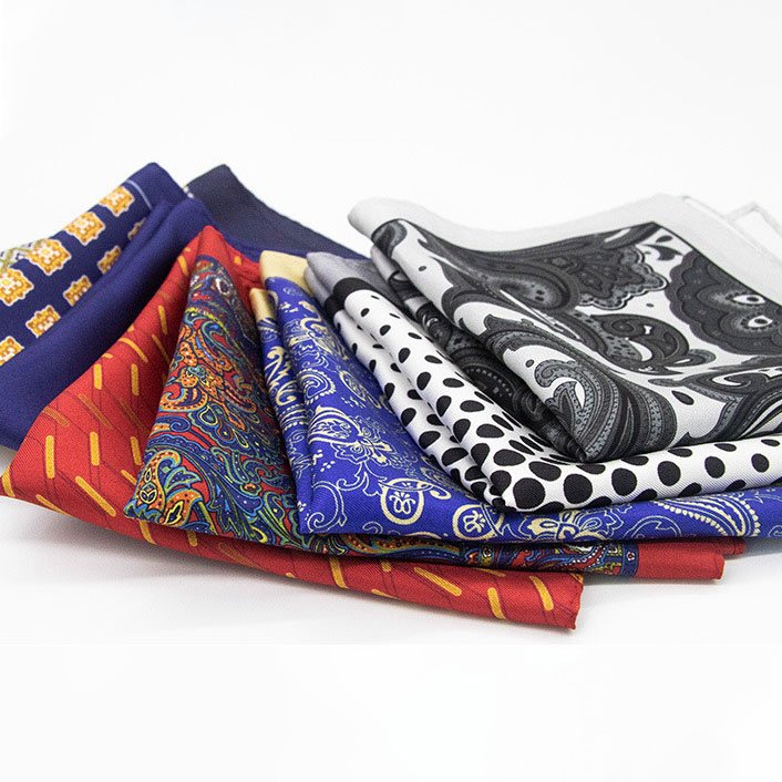 Newest Men's Digital Printed Silk Handkerchief Silk Satin Pocket Square Support Customization Custom Logo Small Size Scarves