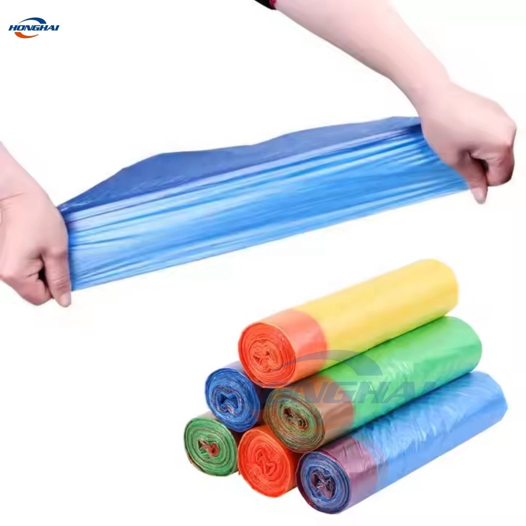 Portable drawstring garbage bag,Thickened Household Disposable Automatic Closing Kitchen Plastic Bag,Tie String Drum Liner