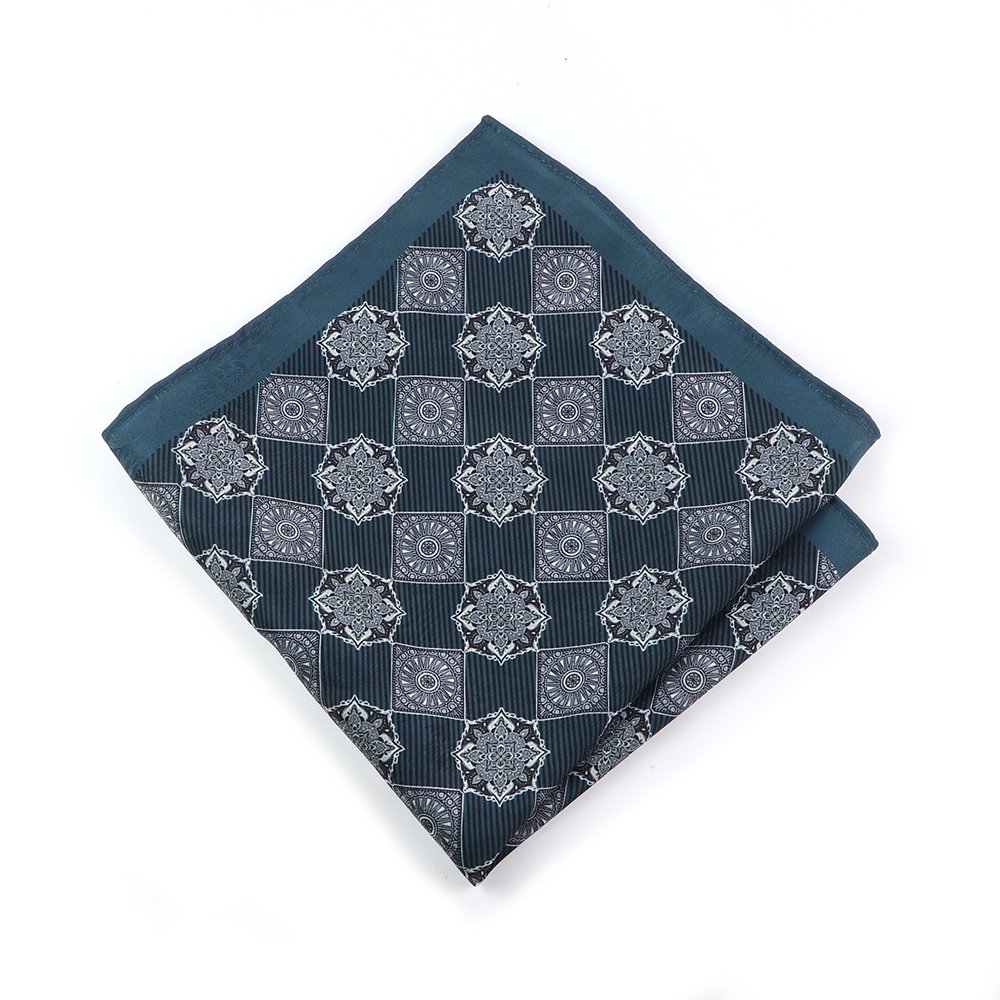 30x30 Hand Rolled Edge Premium Men Business Novelty Fashion Custom Print Green Leaf Handkerchief Pocket Square Handmade
