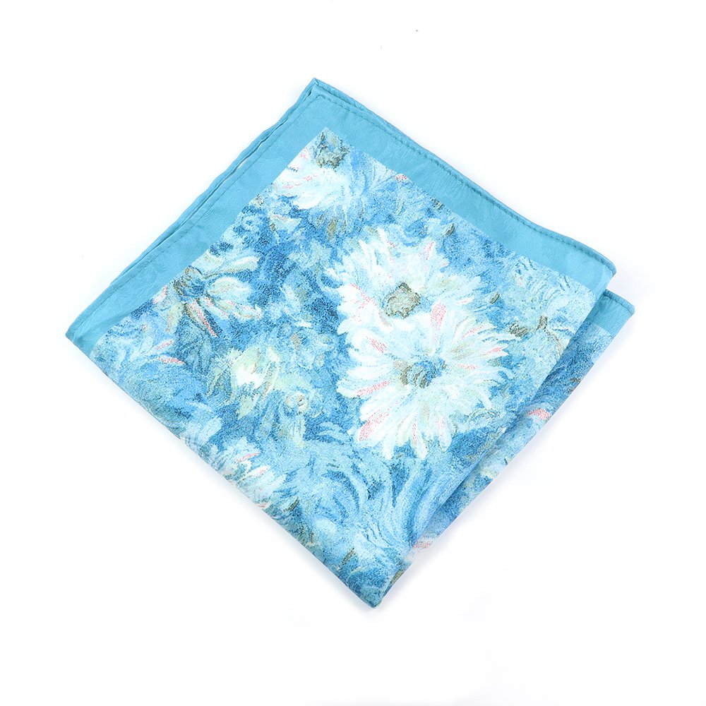 30x30 Hand Rolled Edge Premium Men Business Novelty Fashion Custom Print Green Leaf Handkerchief Pocket Square Handmade