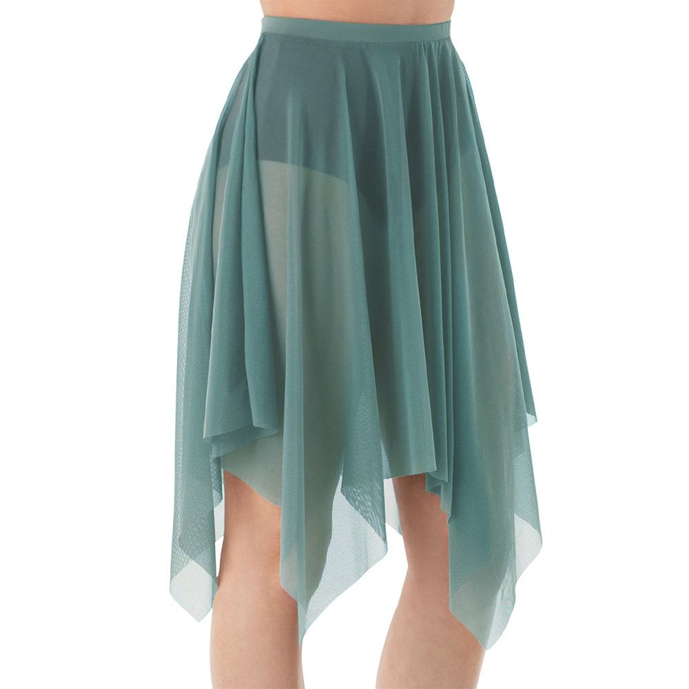 MiDee Handkerchief Hem Mesh Wraps Ballet Classwear Dance Skirt Competition Performance Clothes with Elastic Waistband