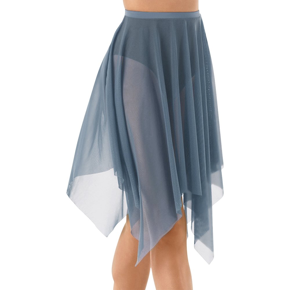 MiDee Handkerchief Hem Mesh Wraps Ballet Classwear Dance Skirt Competition Performance Clothes with Elastic Waistband