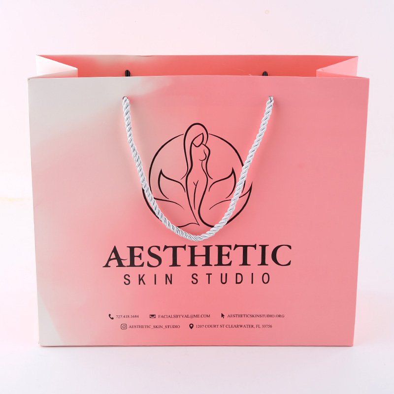 Custom Printed Your Own logo Wholesale pink Shopping Paper With Handle Kraft personalized Luxury jewelry White shopping bags