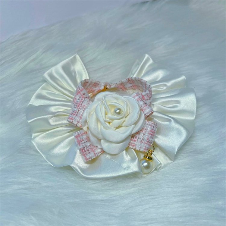 Luxury Pink Lace Dog Bandanas for Small Medium Large Dogs and Cats