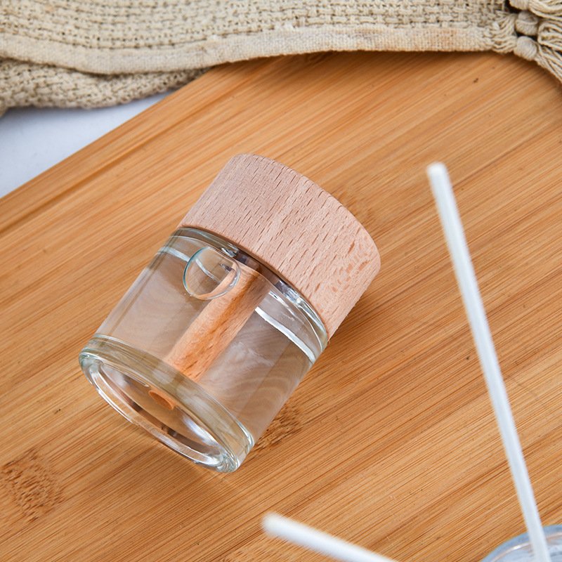 Wholesale 50ml perfume car bottle air freshener with wooden Perfume Bottle Aroma Reed Diffuser Glass Bottle With Wooden Cap