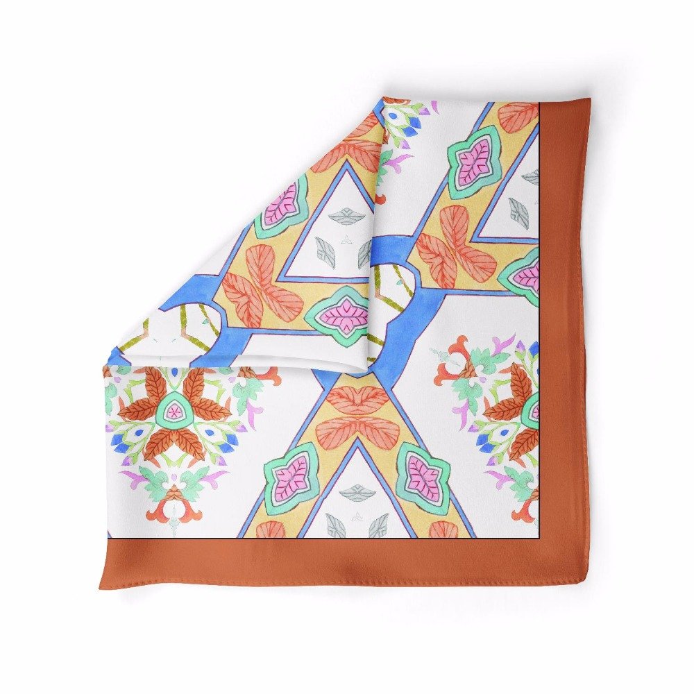 Custom Design Print Square Handkerchief 100% Pure Silk Scarf