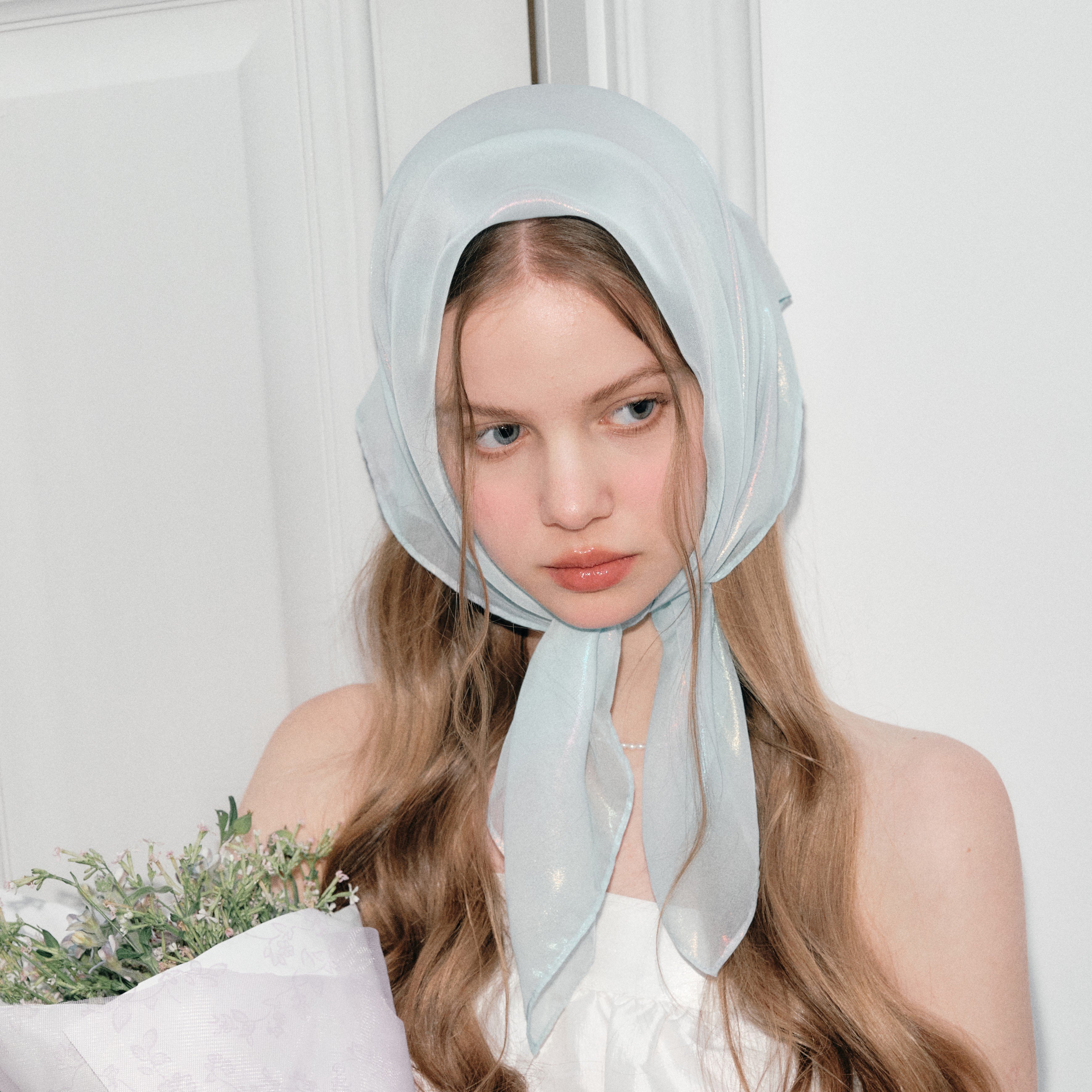 Summer Lady Headdress Pearlescent Lustre Bandana Breathable Head Scarf for Women Daily Hair Accessory Square Scarf Handkerchiefs