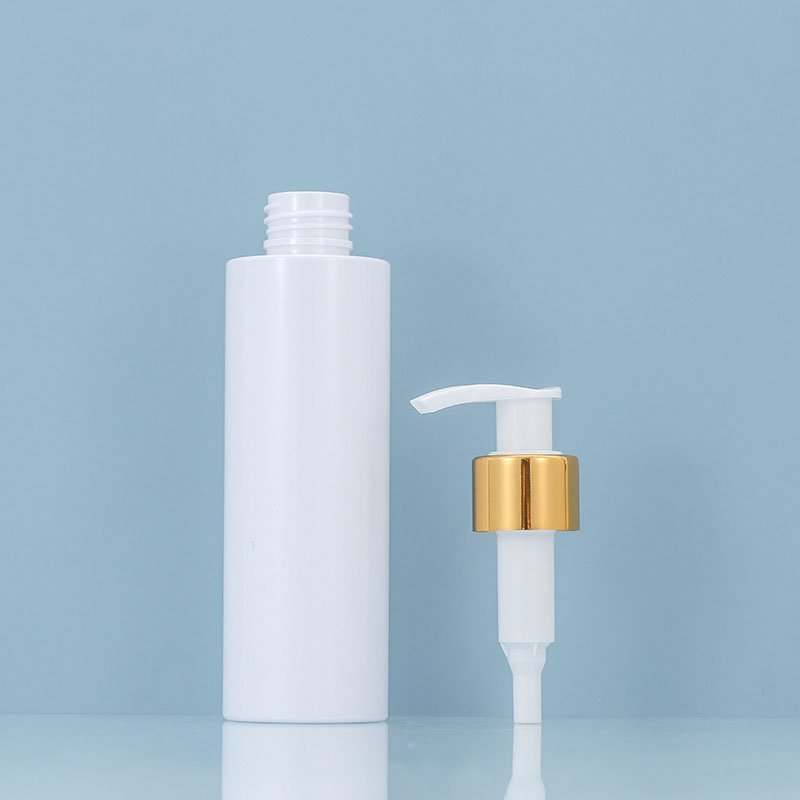 100ml 150ml 200ml Flat Shoulder Round White PET Shampoo Lotion Pump Plastic Bottle