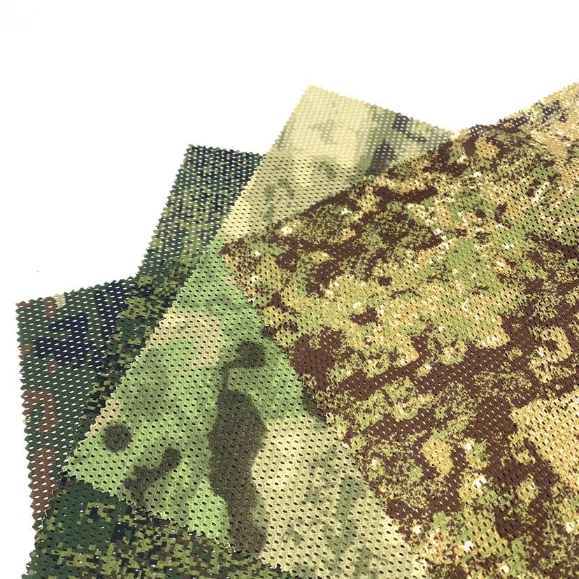 High quality camo printed polyester mesh fabric for Fishing Boonie Hat outdoor jungle sportswear