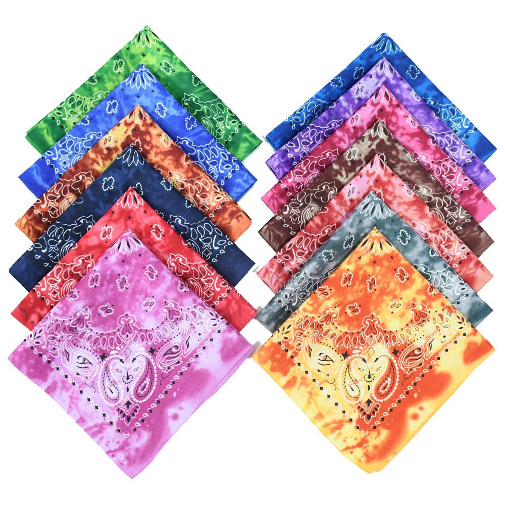 Zandy OEM cotton solid pure color paisley custom hip hop bandana scarf face bandana square scarf handkerchiefs