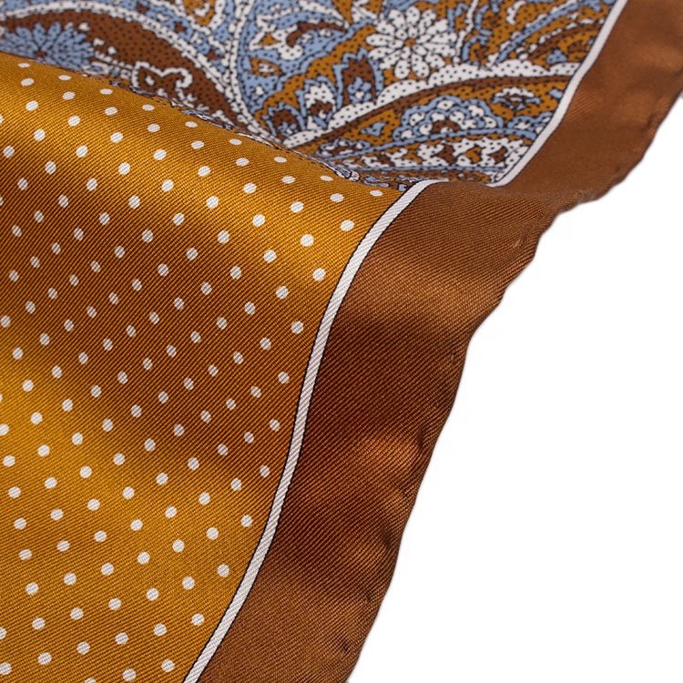Hot Selling Various Design Handkerchief Polyester Jacquard Hand Rolled Pocket Squares for Men