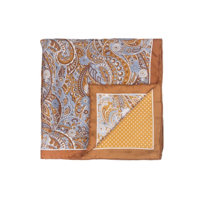 Hot Selling Various Design Handkerchief Polyester Jacquard Hand Rolled Pocket Squares for Men