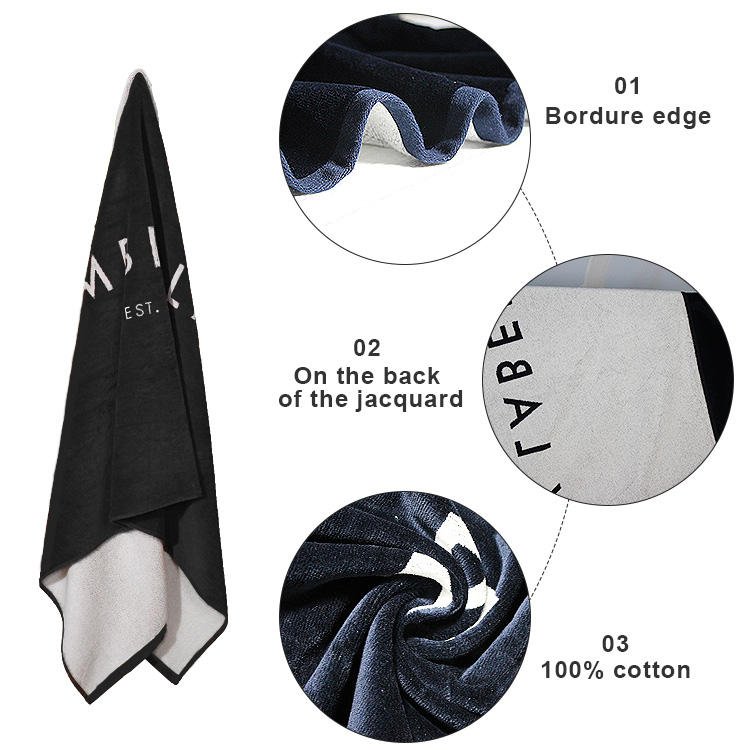 Good air permeability and warmth retention Velour Custom Design cotton beach towel for suitable cool beach or poolside
