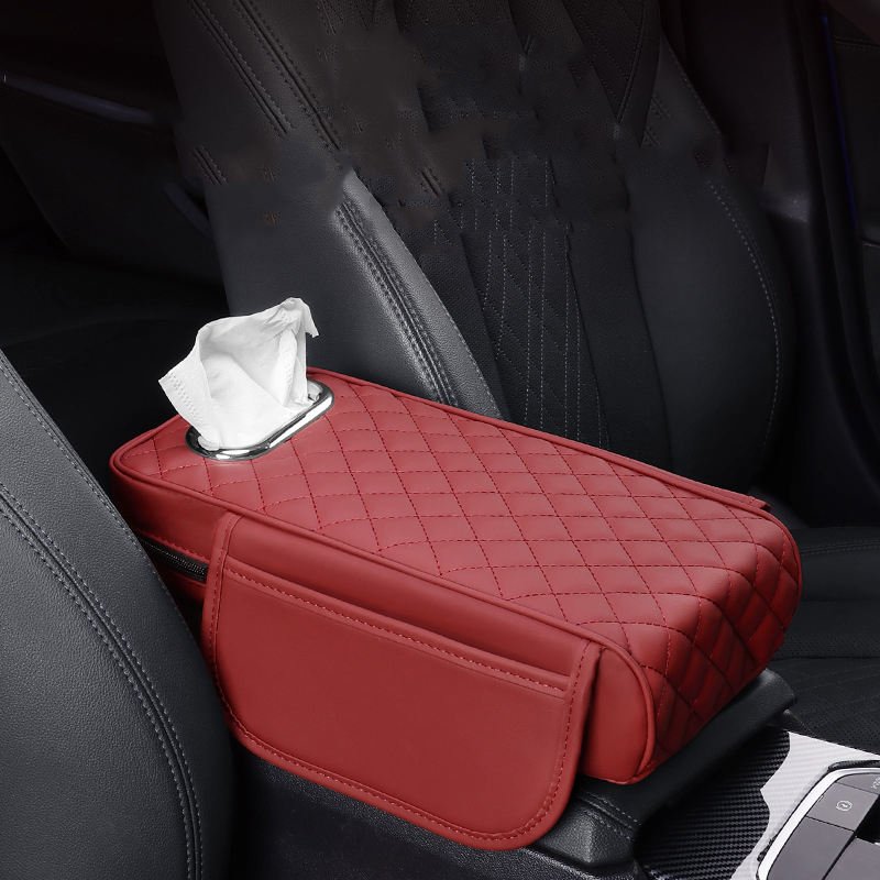 Memory Foam Extender Cushion Protector Napkin Handkerchief Tissue Paper Holder Car Center Console Box Cover Leather Armrest Box