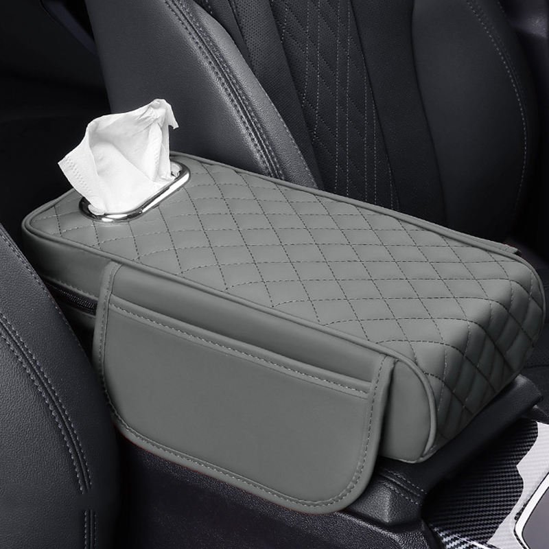 Memory Foam Extender Cushion Protector Napkin Handkerchief Tissue Paper Holder Car Center Console Box Cover Leather Armrest Box