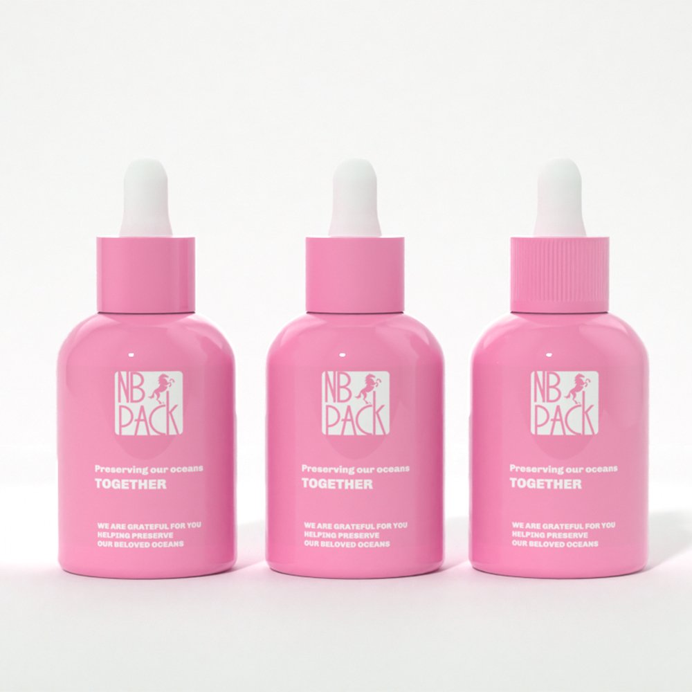 High-quality glass dropper bottle with plastic collar and custom logo for oils
