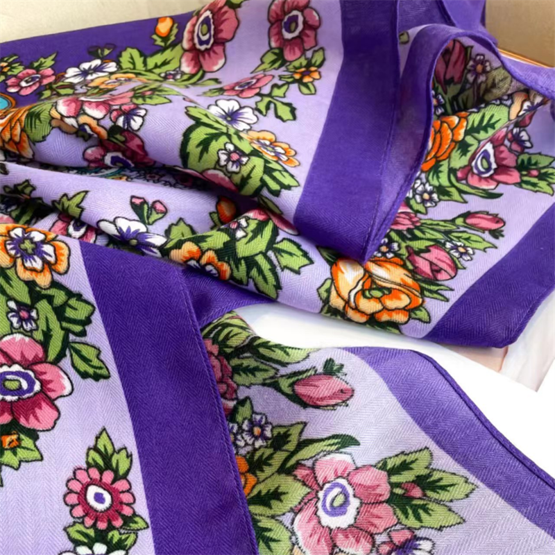 Russian Floral Square Scarf Women Flower Printed Ukrainian Shawl Babushka Bnadana Scarves Handkerchief Head Wraps 110*110CM