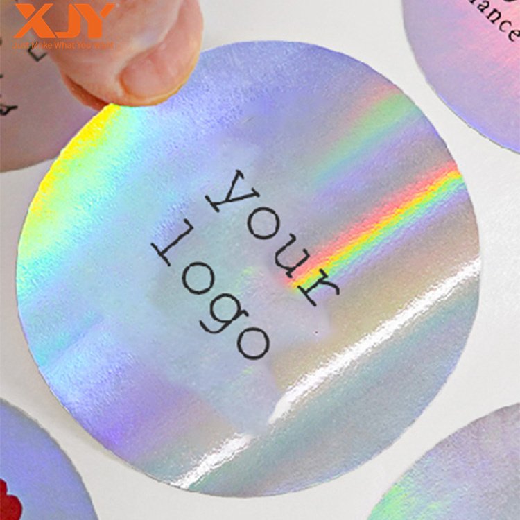 XJY Custom Eco-Friendly round Logo Printing Hologram Sticker Waterproof Roll Label Box Seal for Personal Care Industrial Use