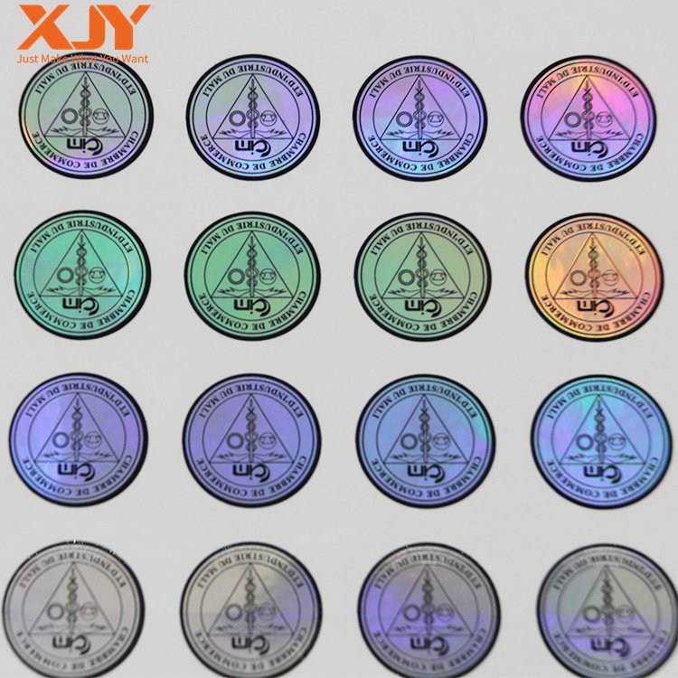 XJY Custom Eco-Friendly round Logo Printing Hologram Sticker Waterproof Roll Label Box Seal for Personal Care Industrial Use