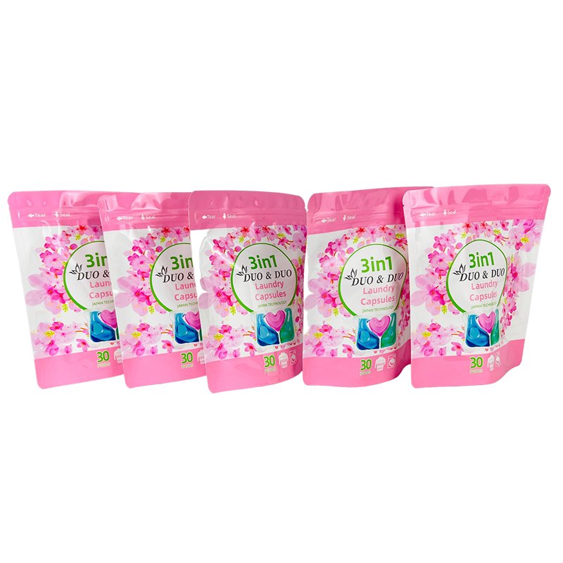 custom 3 in 1refillable soap packaging washing plastic zipper top standup pouch for soap detergent pods detergente en polvo