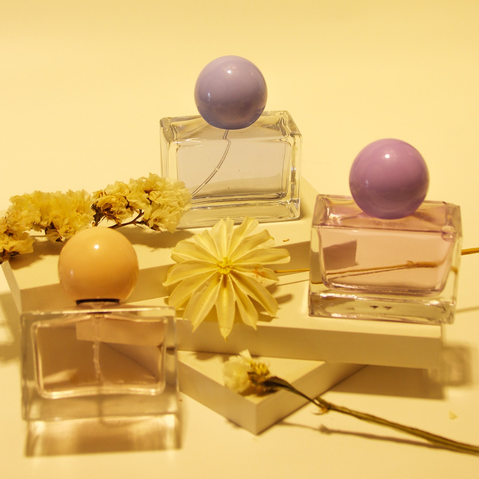 Recyclable fashion luxury design 30ml 50ml 100ml empty rectangular glass perfume bottle 50ml with box