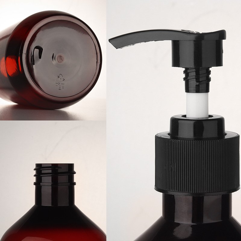 300ml 500ml Clear Amber PET Plastic Cylinder Bottle Body Lotion Bottle Shampoo Wash Gel Clear Shampoo Bottles with Pump