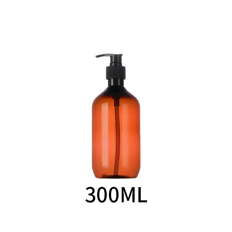 300ml 500ml Clear Amber PET Plastic Cylinder Bottle Body Lotion Bottle Shampoo Wash Gel Clear Shampoo Bottles with Pump
