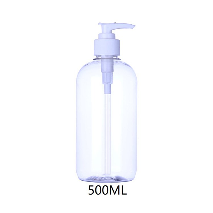 300ml 500ml Clear Amber PET Plastic Cylinder Bottle Body Lotion Bottle Shampoo Wash Gel Clear Shampoo Bottles with Pump