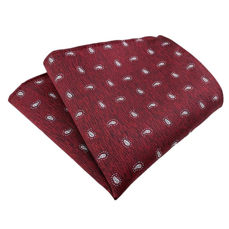 2024 Handmade Men 100% Silk Cotton Handkerchief Printing Paisley Colorful Red Black And White