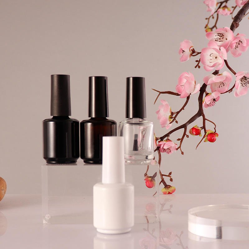 Glass Nail Polish Bottles With Brush,Refillable Empty Small Glass Nail Polish Bottles With Brush Cap 5ml 10ml 15ml
