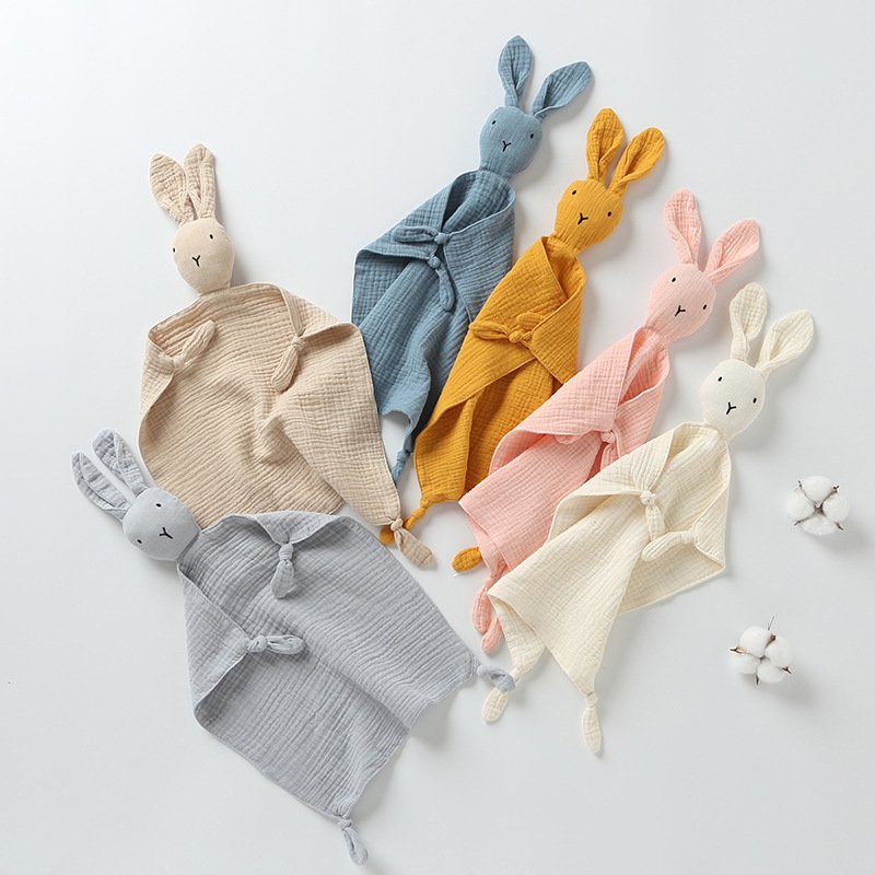 Babyshow Animal Lovey Stuffed Animal Comforter Kids Sleeping Towel Security Blanket Rabbit Baby Sleeping Comfort Toys