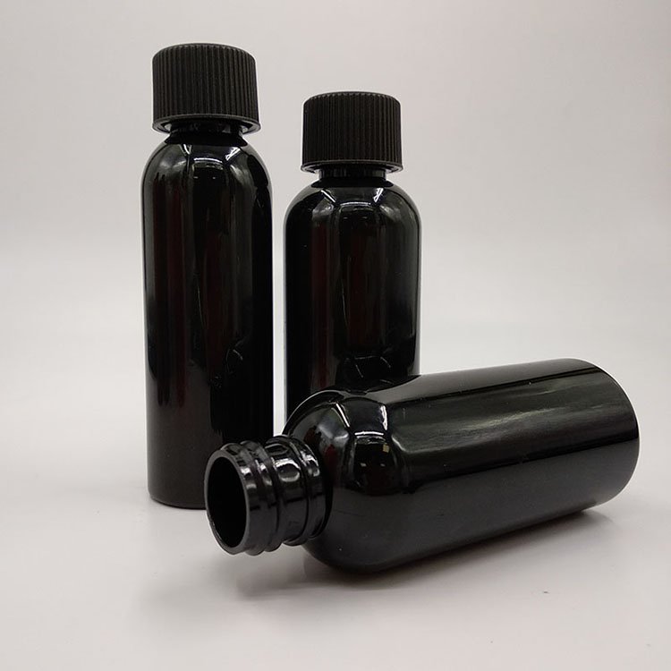 60ml 2oz Black Glossy Plastic Bottle With Screw Cap BPA Free