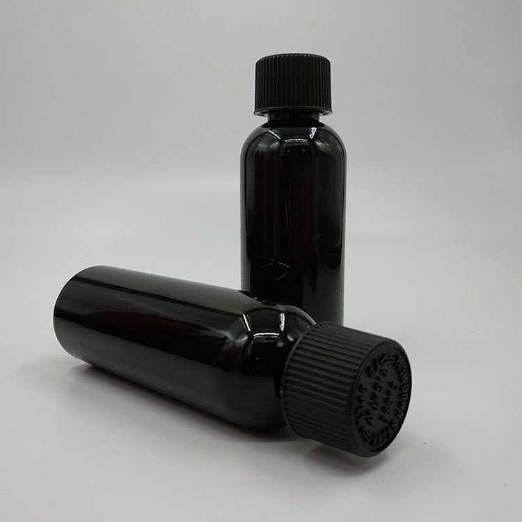 60ml 2oz Black Glossy Plastic Bottle With Screw Cap BPA Free